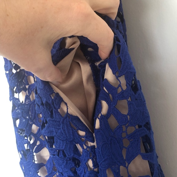 Blue Lace Overlay Dress - Picture 4 of 4